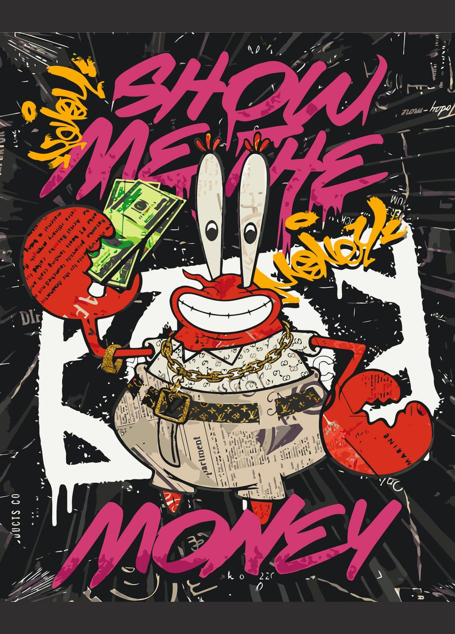 Картина по номерам Губка Боб. Мистер Краб. С красками металлик (золотые) 40*50 см. Оригами LW 3285 Origami (322141993)