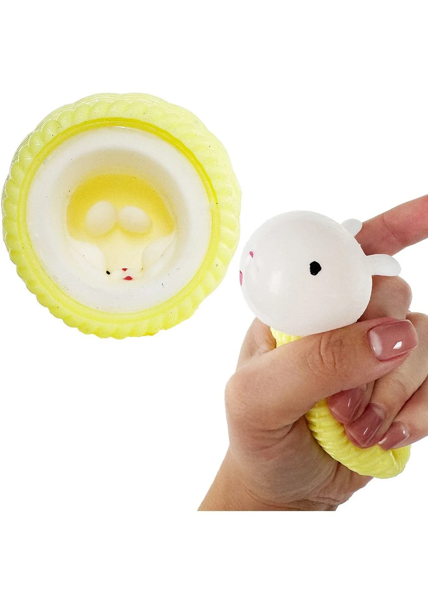 Іграшка стискувач антистрес зайчик у кошику 10 см White/Yellow Macroupta (366303695)