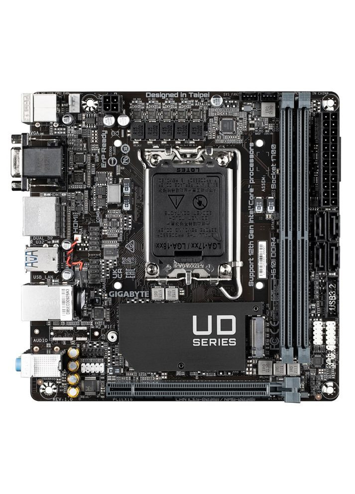 Материнская плата H610I DDR4 s1700 H610 2xDDR4 M.2 HDMI D-Sub mITX Gigabyte (320827616)