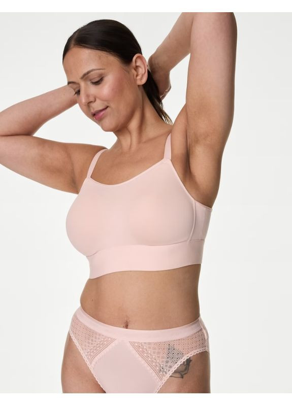 Пудровый топ послеоперационный бюстгальтер Marks & Spencer без косточек хлопок, полиэстер, эластан