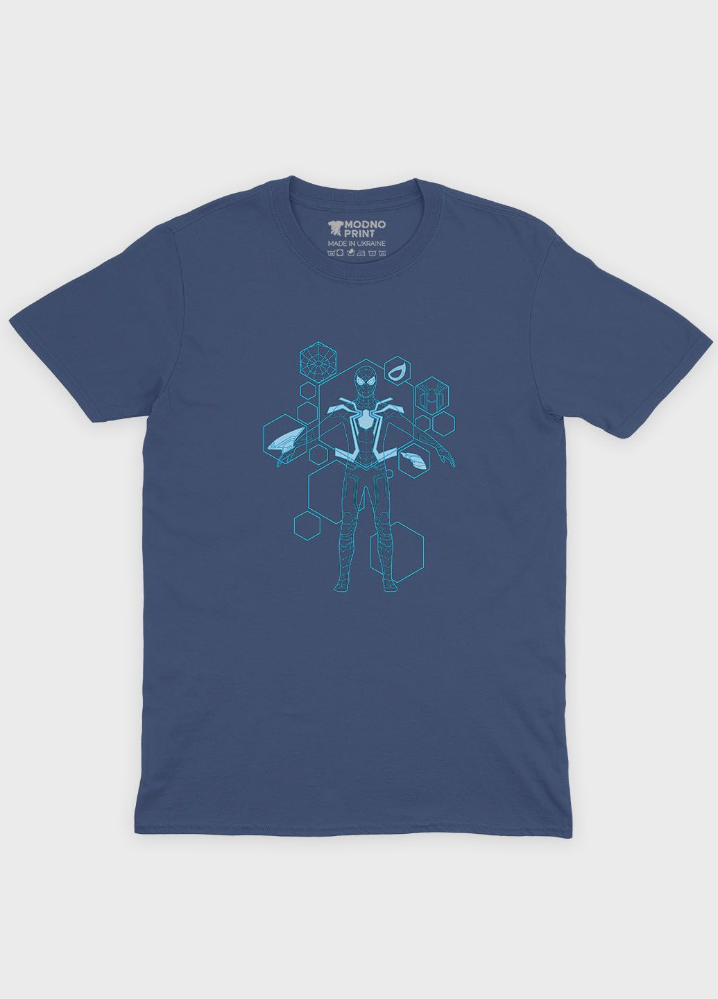 Темно-синяя демисезонная футболка для мальчика с принтом супергероя - человек-паук (ts001-1-nav-006-014-094-b) Modno
