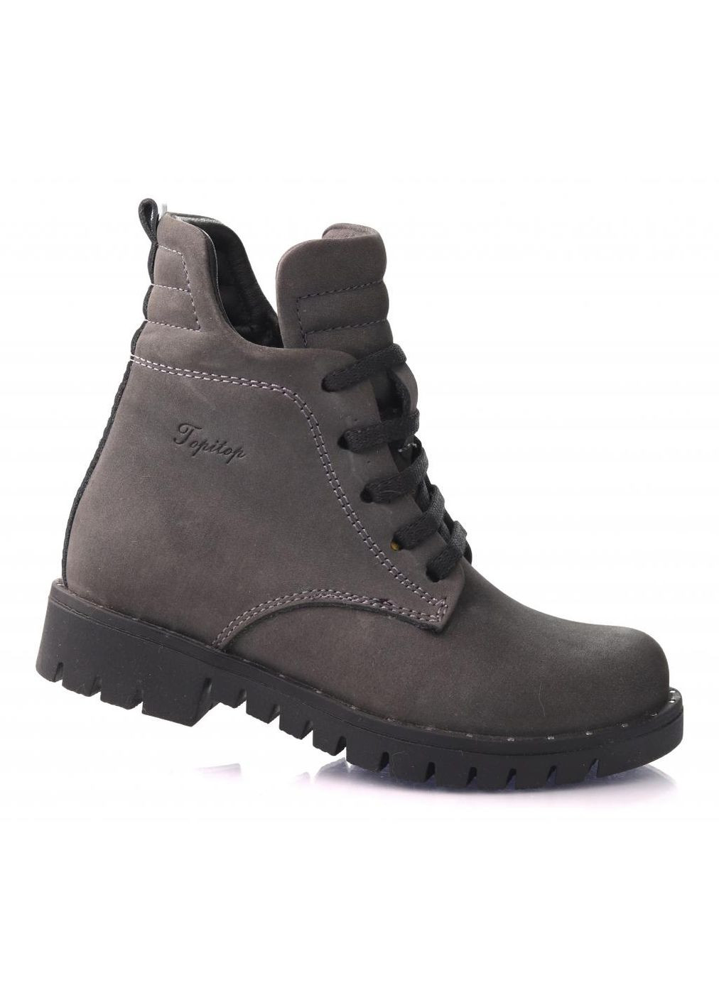 Серые ботинки осенние 1238 для девочек серые, нубук. размер 26 Topitop