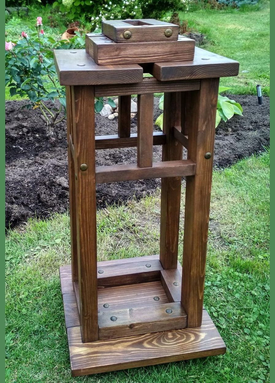 Садовий ліхтар з дерева Лонганг капучино (СФН-001309) No Brand (328960890)