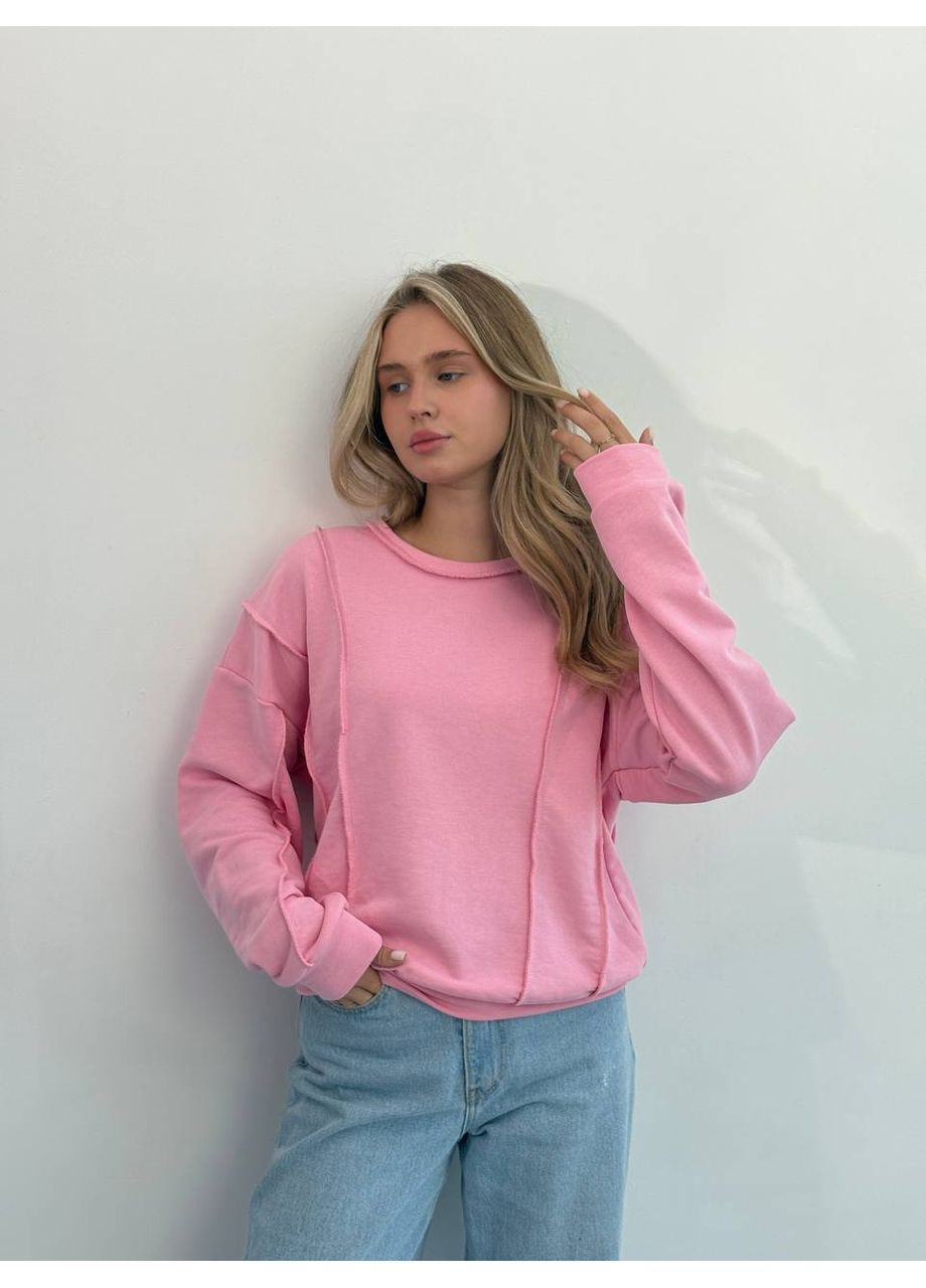 Розовый женский свитшот осенний бежевый без декора (362419375)