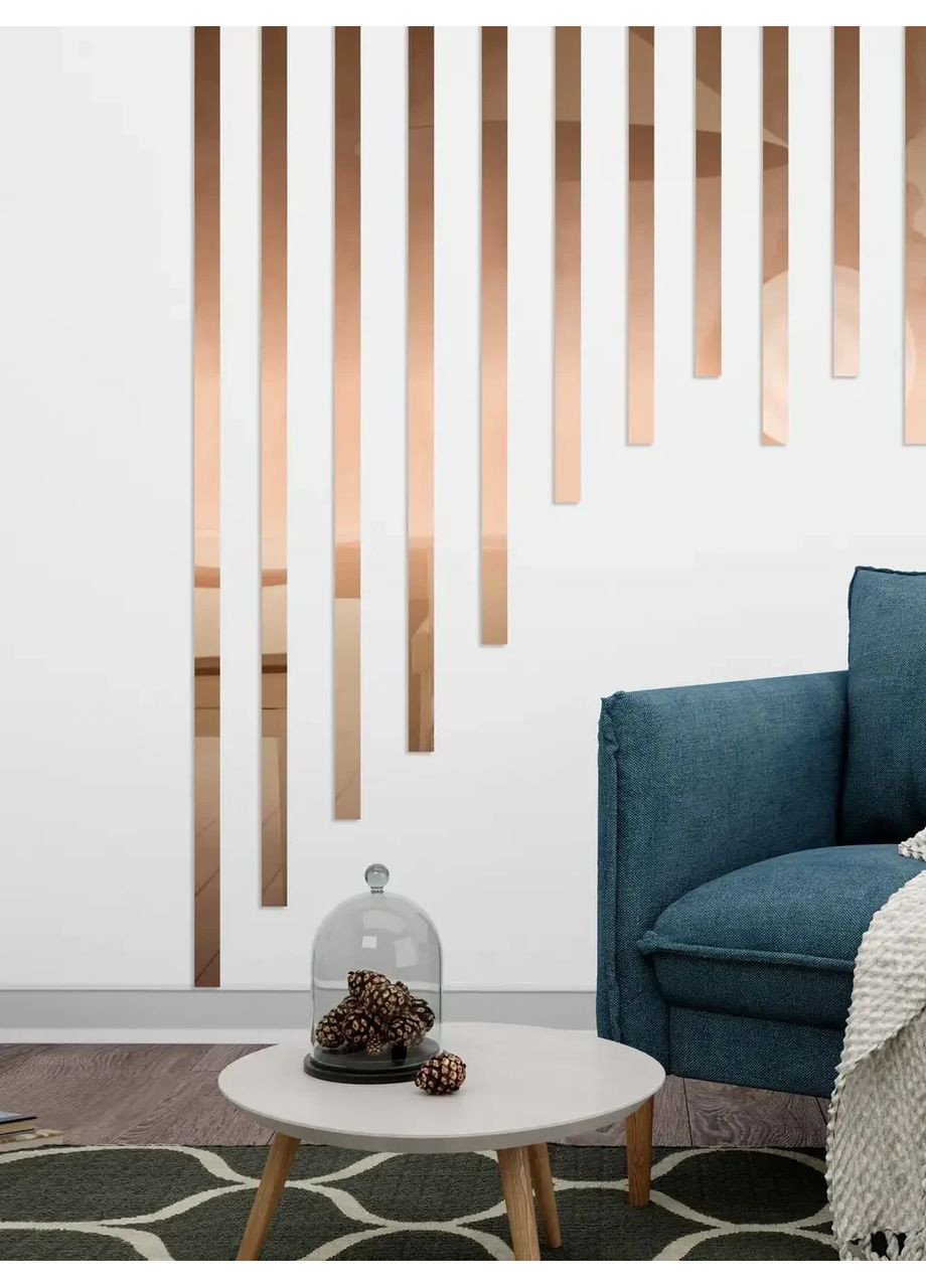 3d наклейка на стіну дзеркальна акрилова самоклейна Молдинг-20 2х29.5 см 24 шт. Бронза Ваша Світлість (366334699)