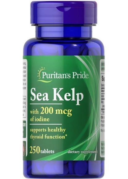 Натуральный Йод Келп из морских водорослей Sea Kelp 200 мкг 250 таб Puritans Pride (351865267)