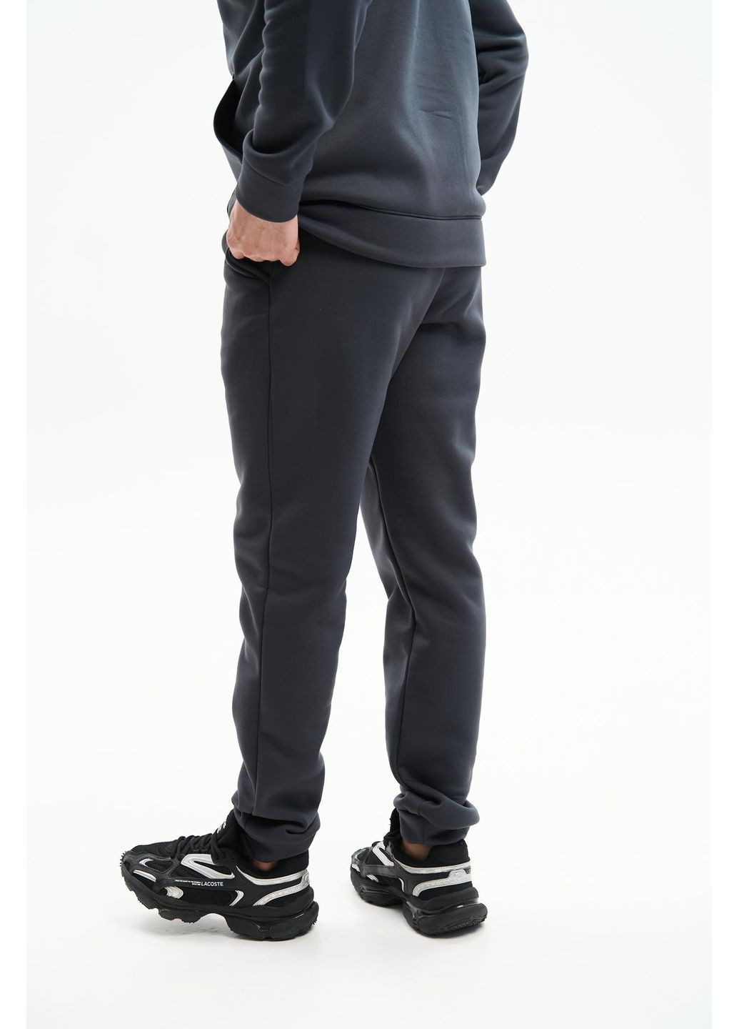 Чоловічий теплий спортивний костюм Великого розміру на блискавці з тринитки на флісі, графіт No Brand (365830125)