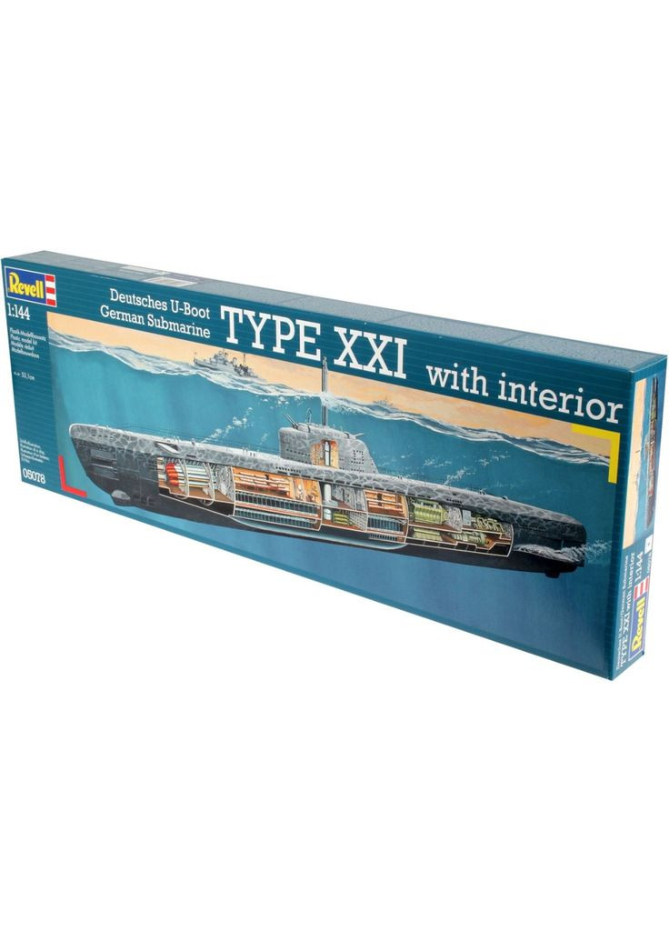 Сборная модель Подлодка Type XXI с интерьером, уровень 4, масштаб 1:144, 163 детали () Revell RVL-05078 (331860538)