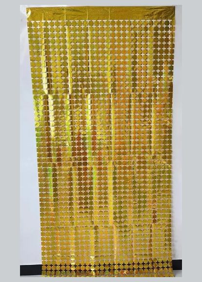 Дождь для фотозоны квадратами с голограммой 2 м на 1 м золотистый. Jannet Дощик (316580360)