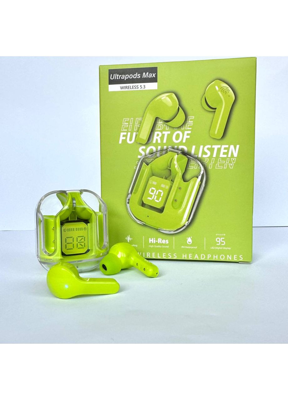 Бездротові навушники Ultra Pods Зелені вакуумні навушники для музики та дзвінків з мікрофоном TWS Pro (372460500)