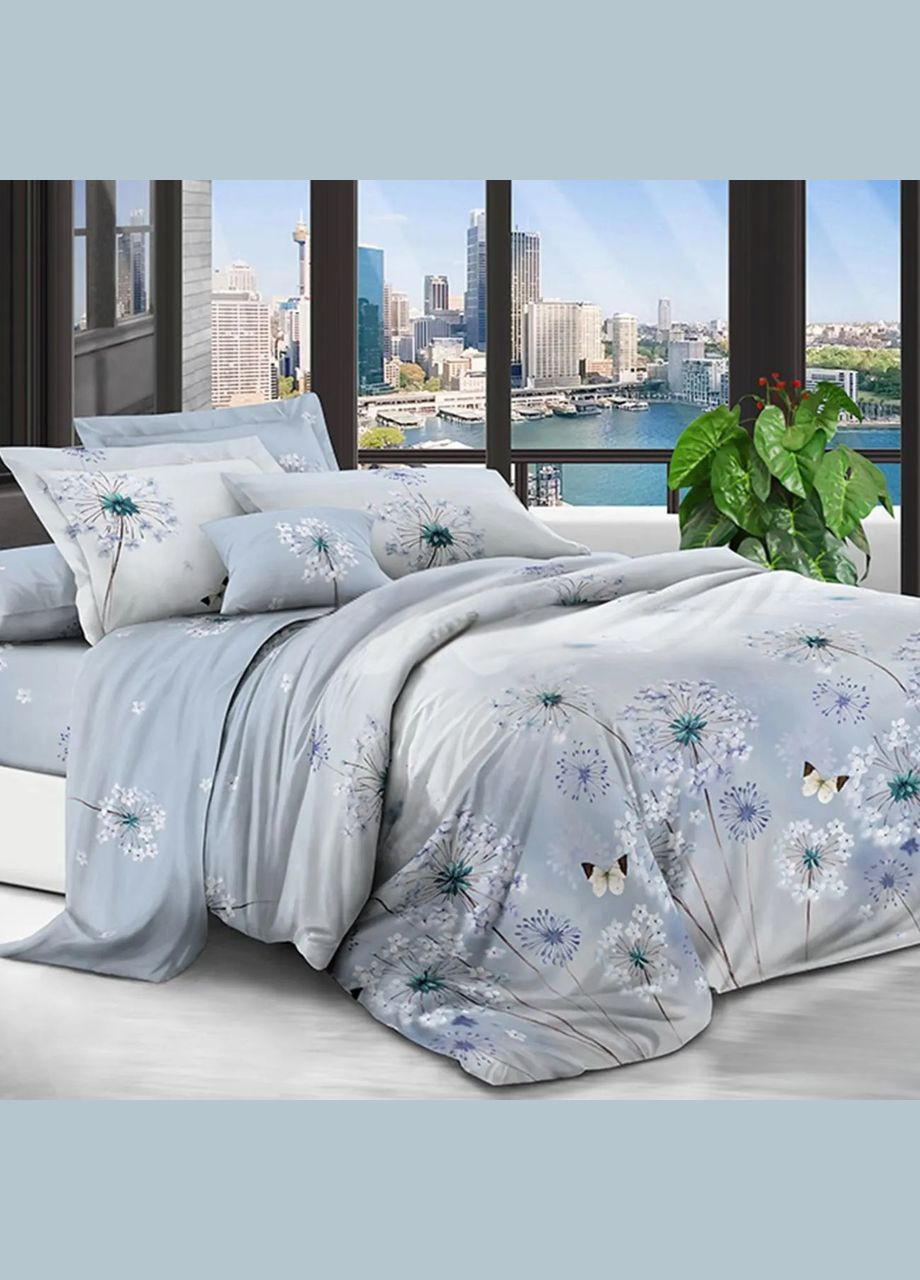Постельное белье полуторное светло-голубое Одуванчики Бязь Полиэстер 85118 Ananasko (373933022)