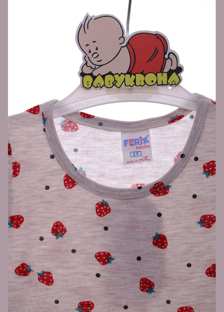 Бежева сукня трикотажна для дівчинки ferix в полуничку бежева 92 см (44870) BABYKROHA (323470244)