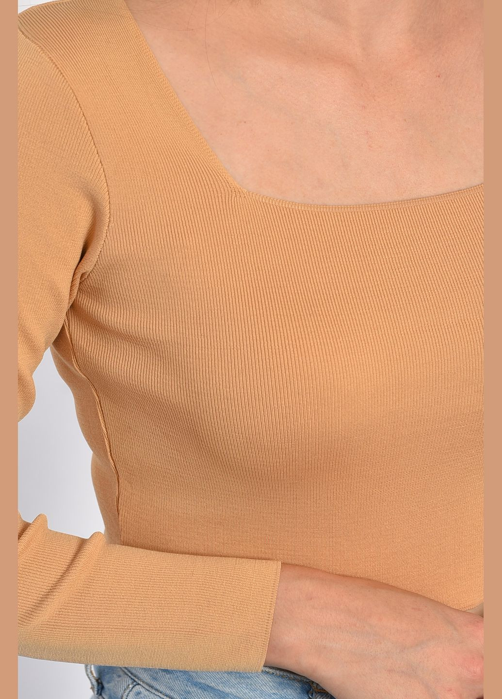 Бежевый демисезонный кофта женская трикотажная бежевого цвета пуловер Let's Shop