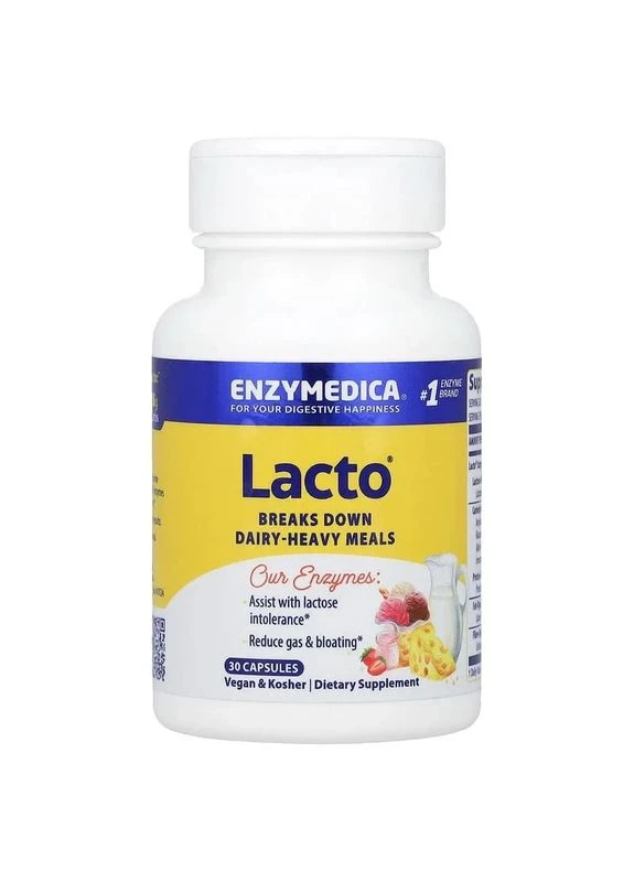 Добавка для перетравлення молочних продуктів Lacto, 30 капсул Enzymedica (361115216)