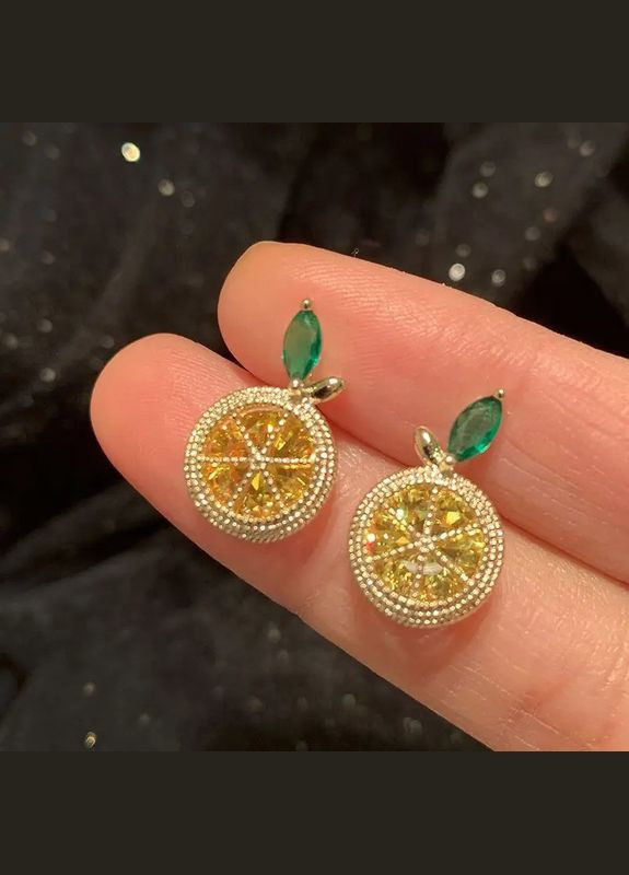 Серьги-гвоздики золотистые в виде красного апельсина 1.2 см LuxAurum220 Liresmina Jewelry (342059111)