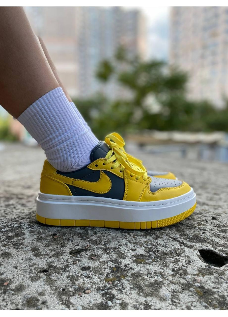 КРОССОВКИ ЖЕНСКИЕ NIKE AIR JORDAN 1 LOW ELEVATE YELLOW GREY DH7004-017 НАЙК АИР ДЖОРДАН No Brand серые демисезоны (368870125)