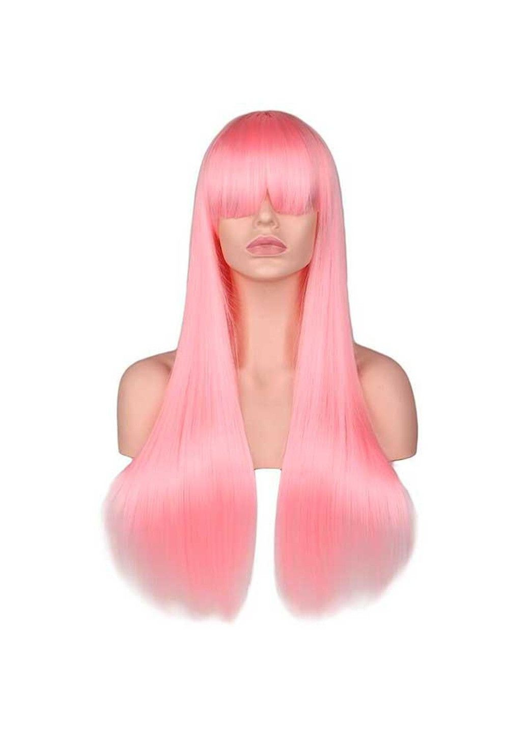 Ровный аниме парик c длинной челкой "Барби" - 70см - Розовый No Brand (288539085)