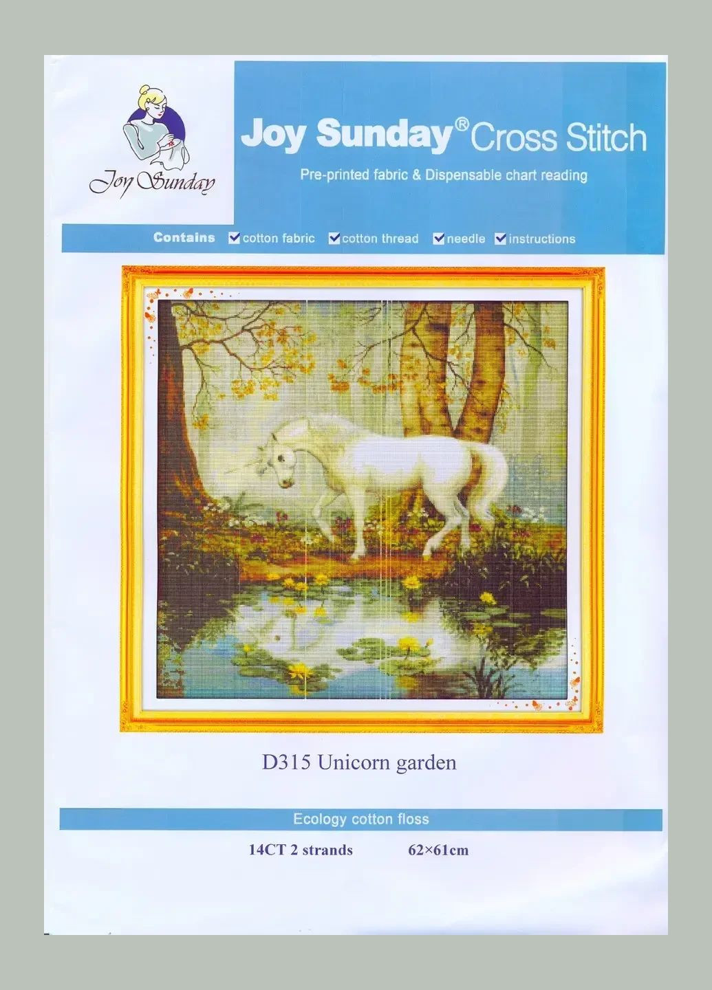 Набор для вышивания по нанесённой на канву схеме "Unicorn garden" . AIDA 14CT printed, 62*61 см Joy Sunday (313613396)