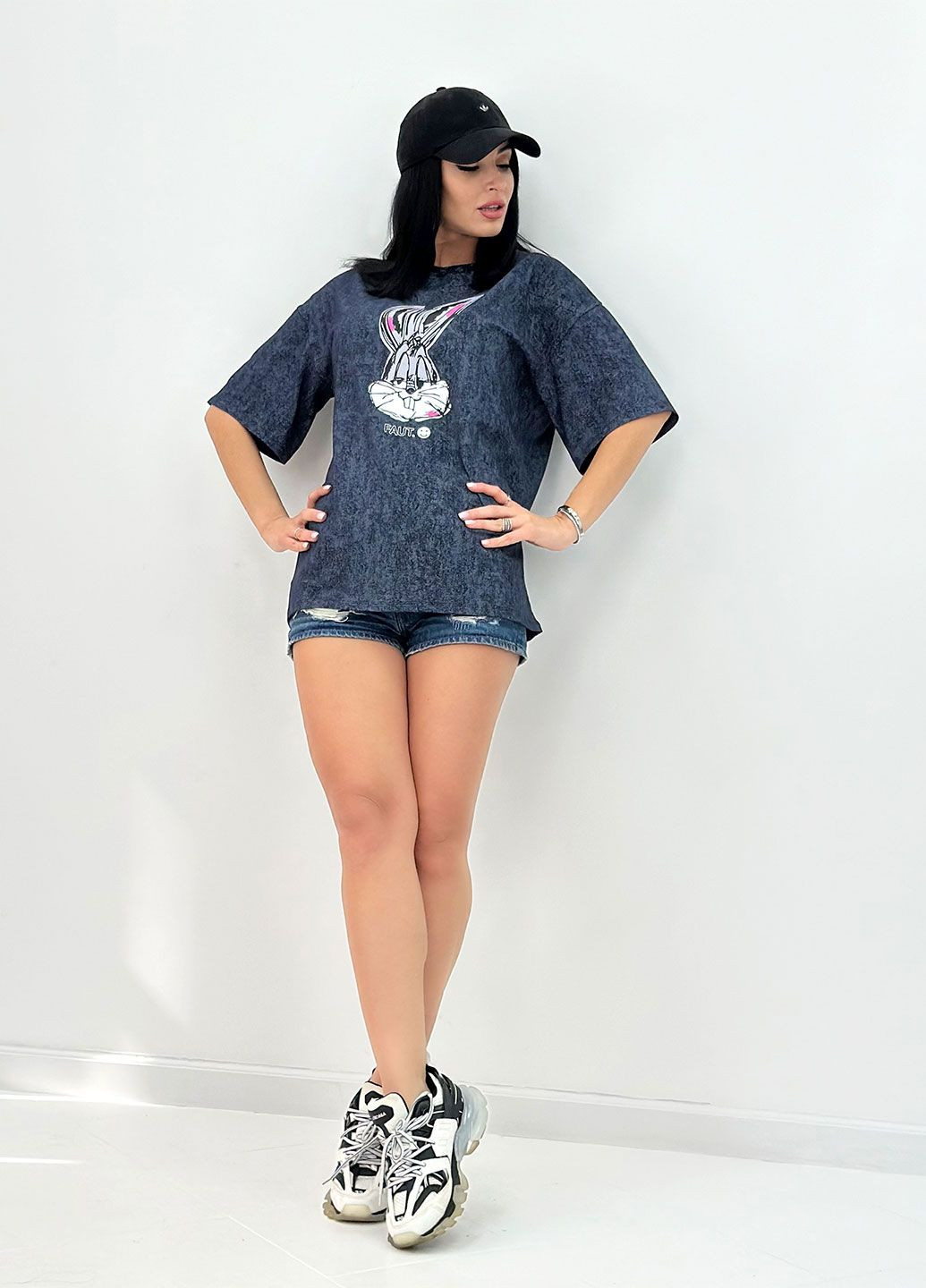 Темно-синя літня літня жіноча футболка з коротким рукавом Fashion Girl Roger