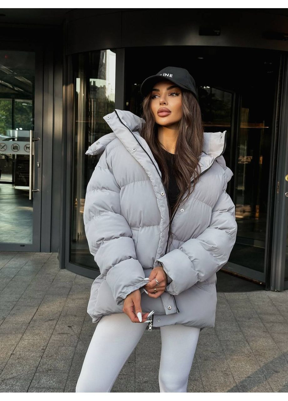 Сірий демісезонний Пуховик Style Point