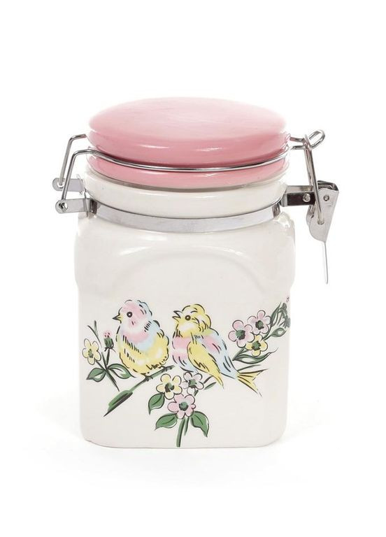 Керамическая банка Весенняя трель 350мл с металлической клипсой для сыпучих продуктов хранение пищи Bona (369133027)