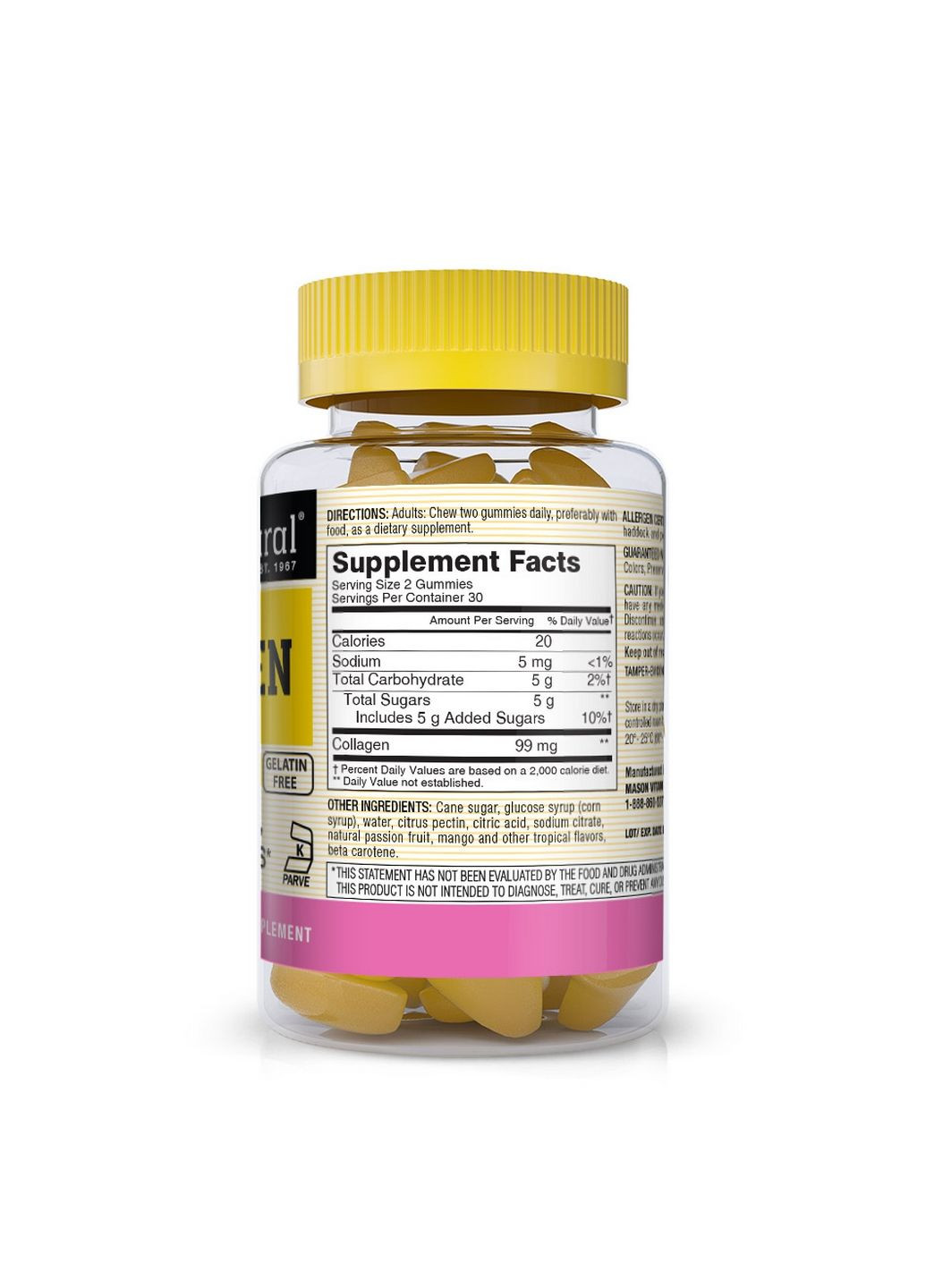 Препарат для суставов и связок Collagen, 60 жевательных таблеток Mason Natural (293342476)