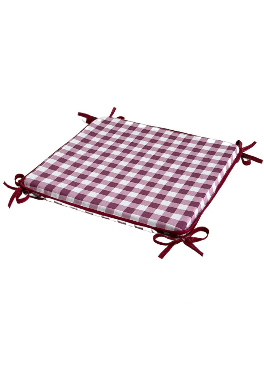 Подушка для стільця на зав'язках 33х33х2 см бузковий в клітинку No Brand (324831552)
