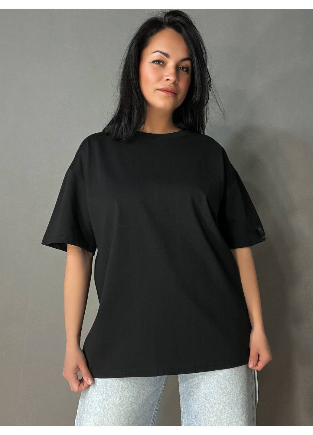 Футболка жіноча A-N 26075 оверсайз базова з нашивкою No Brand - (331143213)