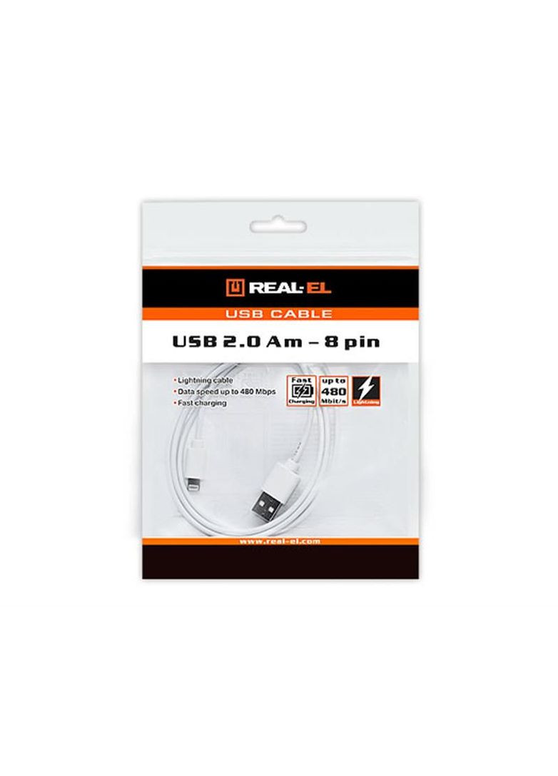 Кабель USB - Lightning (M/M), 1 м, (EL123500033) Real-El (336951940)
