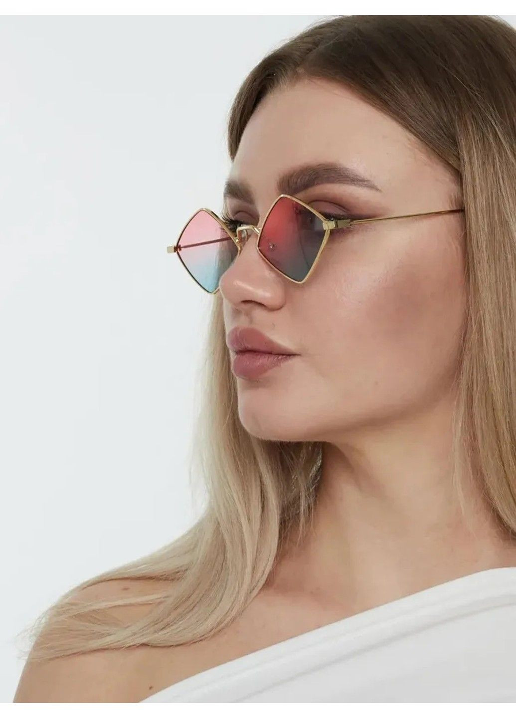 Солнцезащитные очки ромбы Romb розово-зеленые с золотом No Brand (322995828)