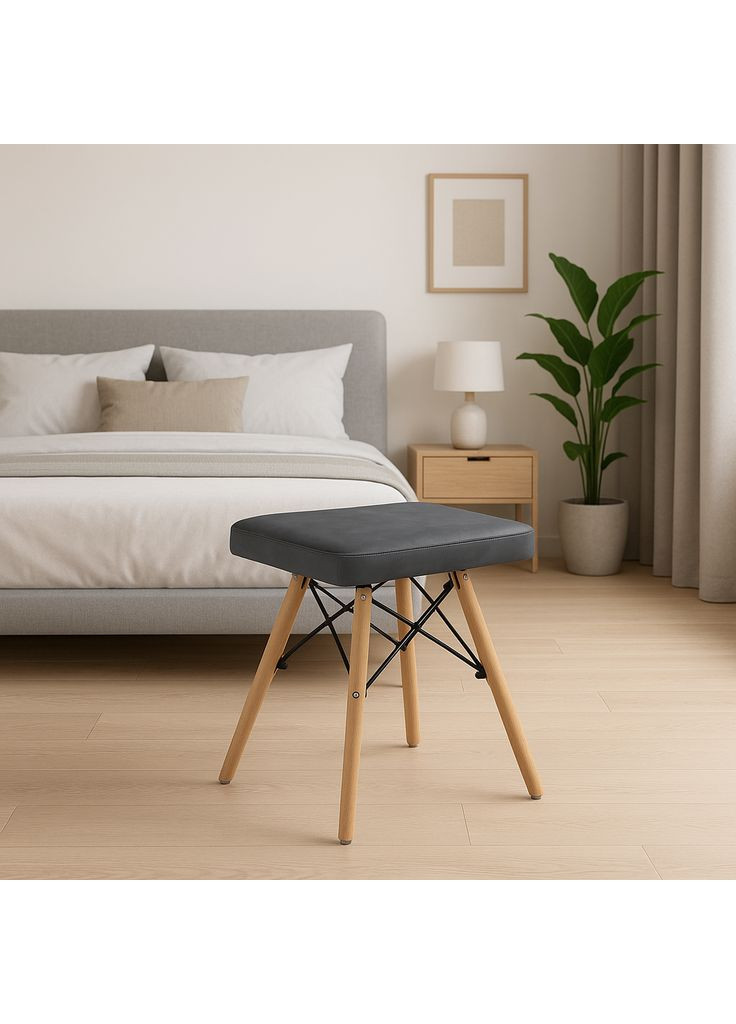 Табурет Werk квадратный с деревянными ножками серый темный Leobert (361952013)