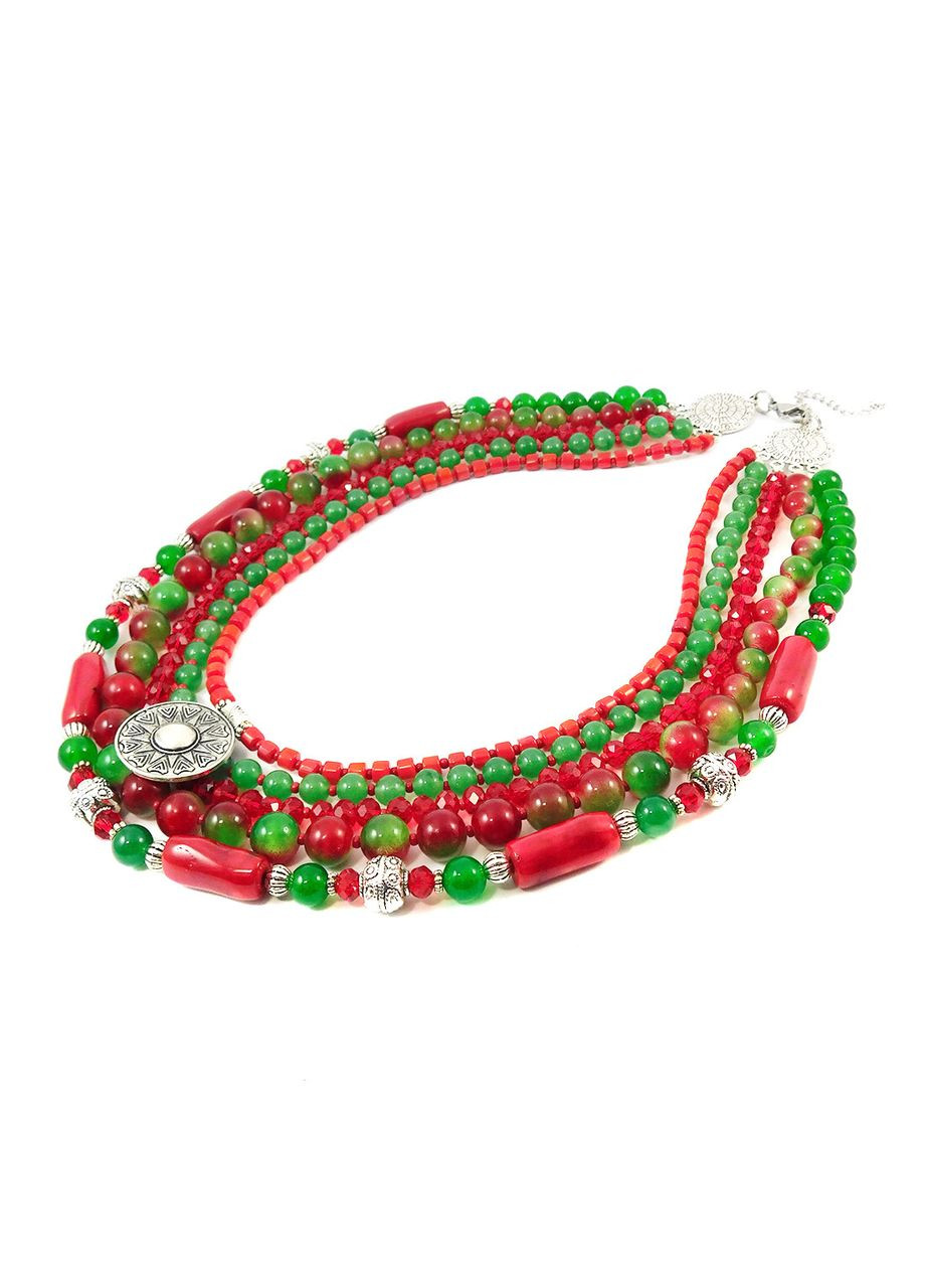 Намисто "Македонія" Корал, Котяче око, Хризопраз Fursa fashion (324211171)