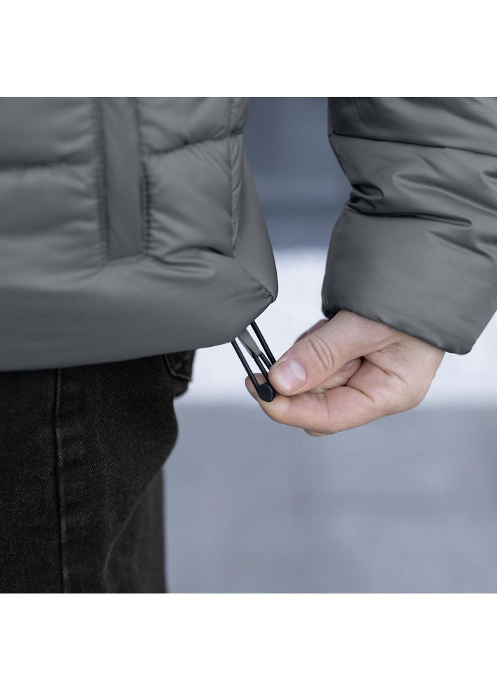 Серая зимняя мужская зимняя куртка плащевка на пухе серая Freedom