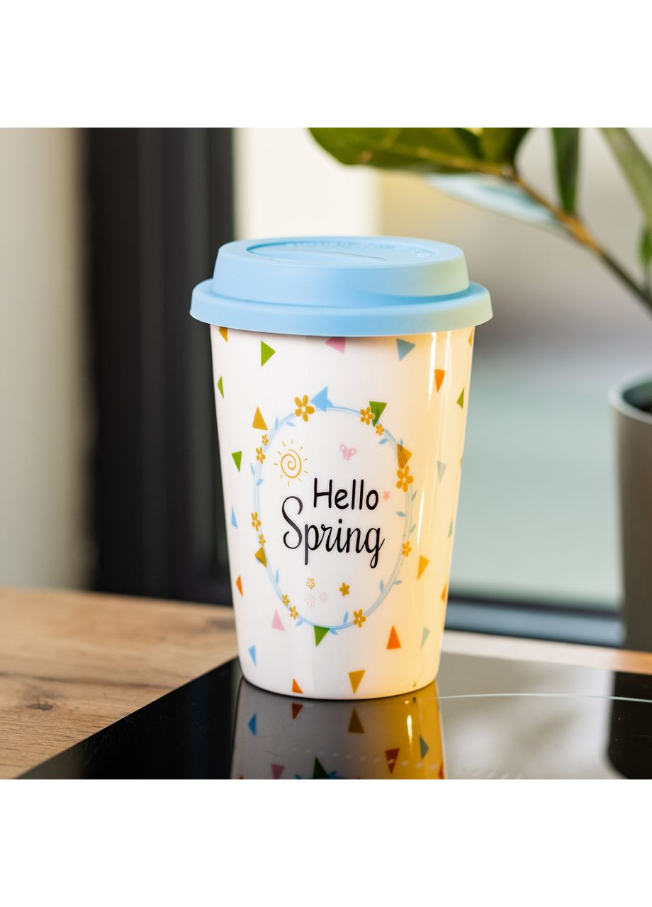 Керамический стакан с силиконовой крышкой и отверстием для трубочки 420 (мл) кружка без ручки RX-N240546HS (A-033418) Liling Rongxiang Ceramic (358933861)