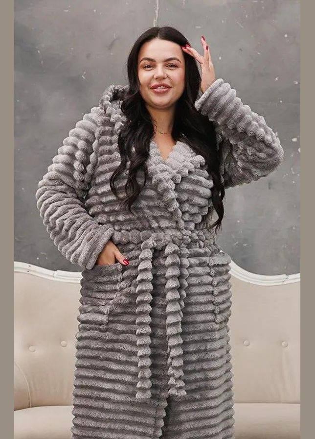 Банный махровый халат с капюшоном шарпей Серый (П4К-am-f-halat-002-02) No Brand (323161048)