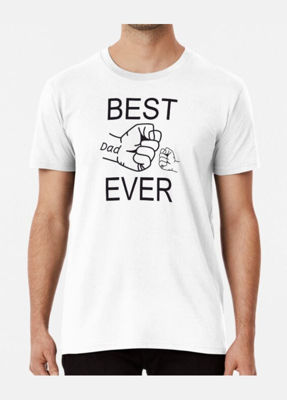 Белая мужская футболка с принтом best dad ever лучший папа в мире 2 Stedman