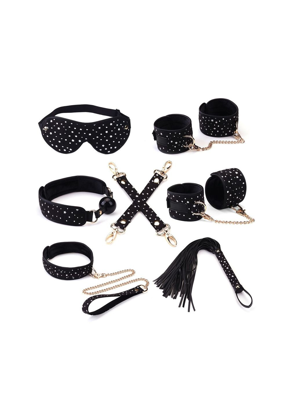 Набір Stary Nights 7pcs Bondage Kit, фіксатори, нашийник з повідцем, кляп, флогер, маска Liebe Seele (335388981)