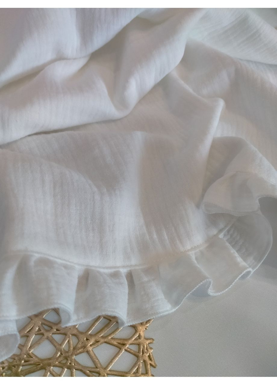 Беленький муслиновый плед с рюшем, крыжмо, размер 70*80 No Brand (370370181)