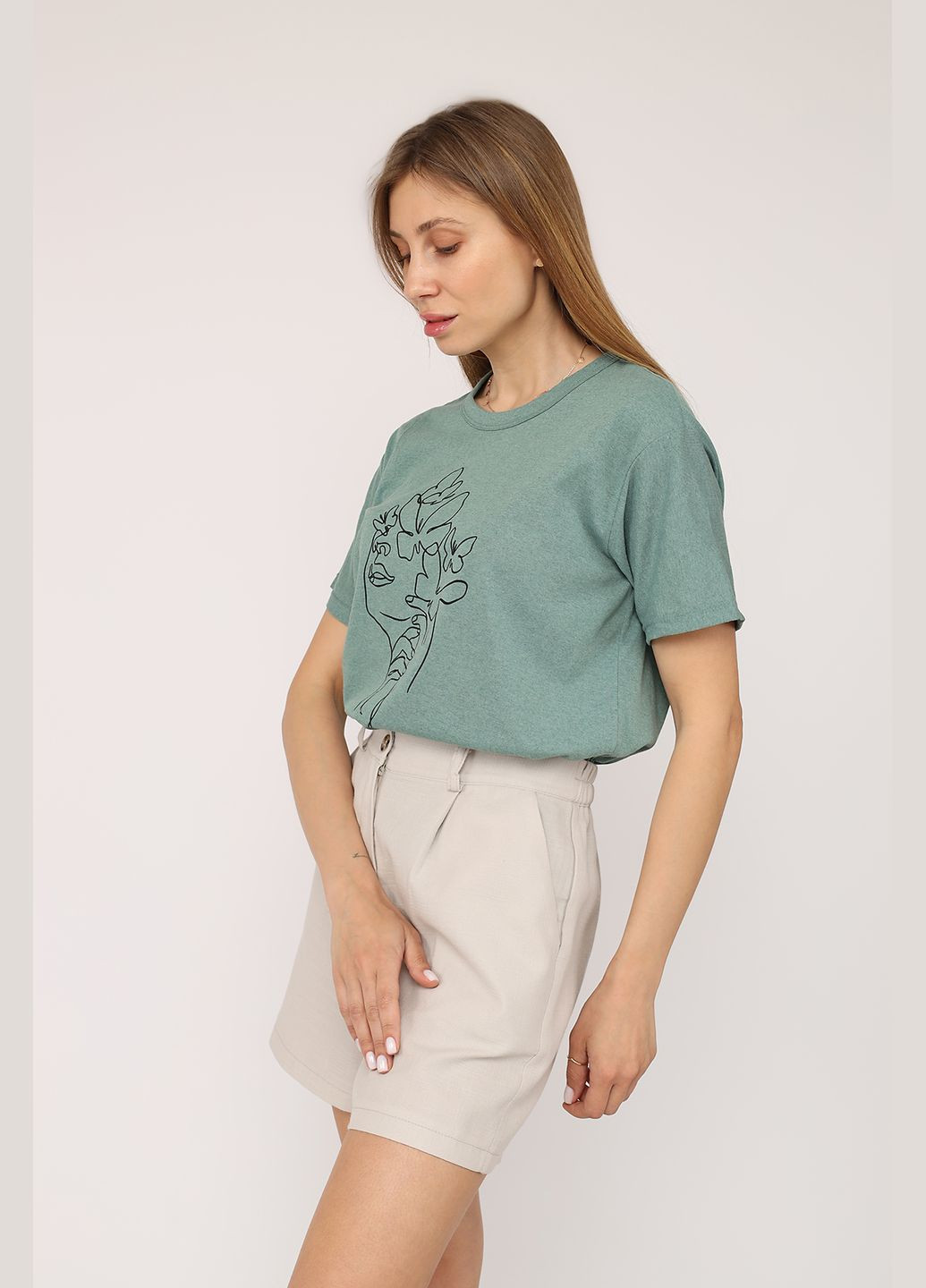 Футболка з коротким рукавом жіноча колір м'ятний CB-00272846 Yuki - (333801882)