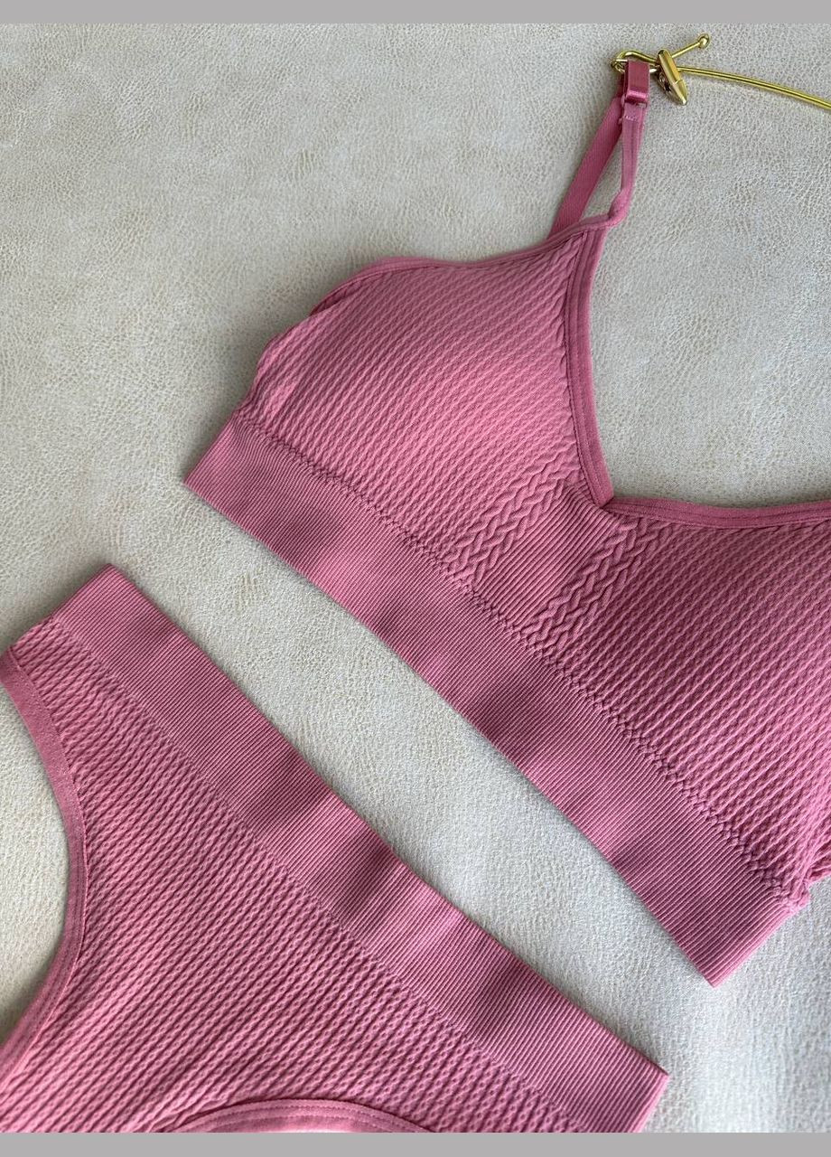 Пудровий демісезонний комплект білизни трусики+топ No Brand