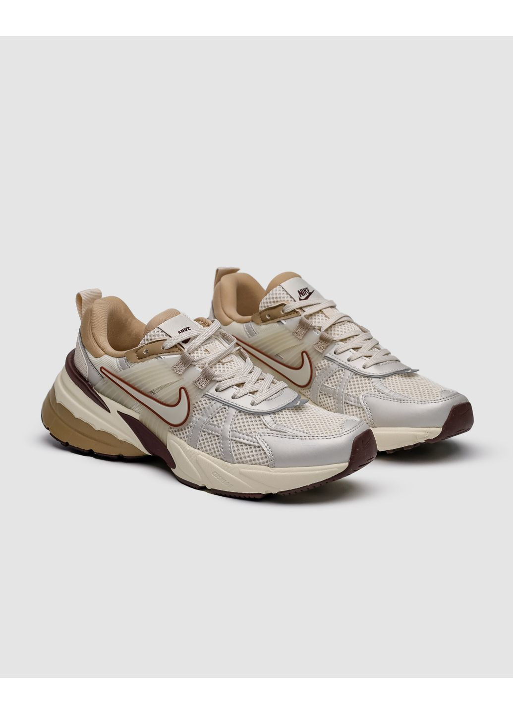 Комбіновані Осінні кросівки чоловічі nike v2k run light orewood brown найк в2к рантекк No Brand