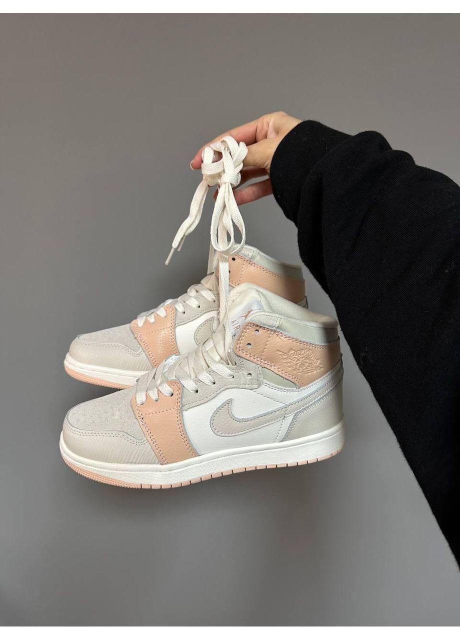 КРОСІВКИ ЖІНОЧІ NIKE AIR JORDAN 1 HIGH BEIGE GREY НАЙК АІР ДЖОРДАН No Brand сірі зими (369389368)