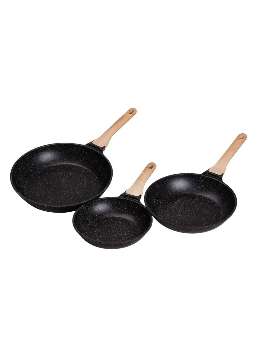 Набор сковородок универсальных алюминиевых с антипригарным покрытием 1,2/2/3 л, черный MGC (322855523)
