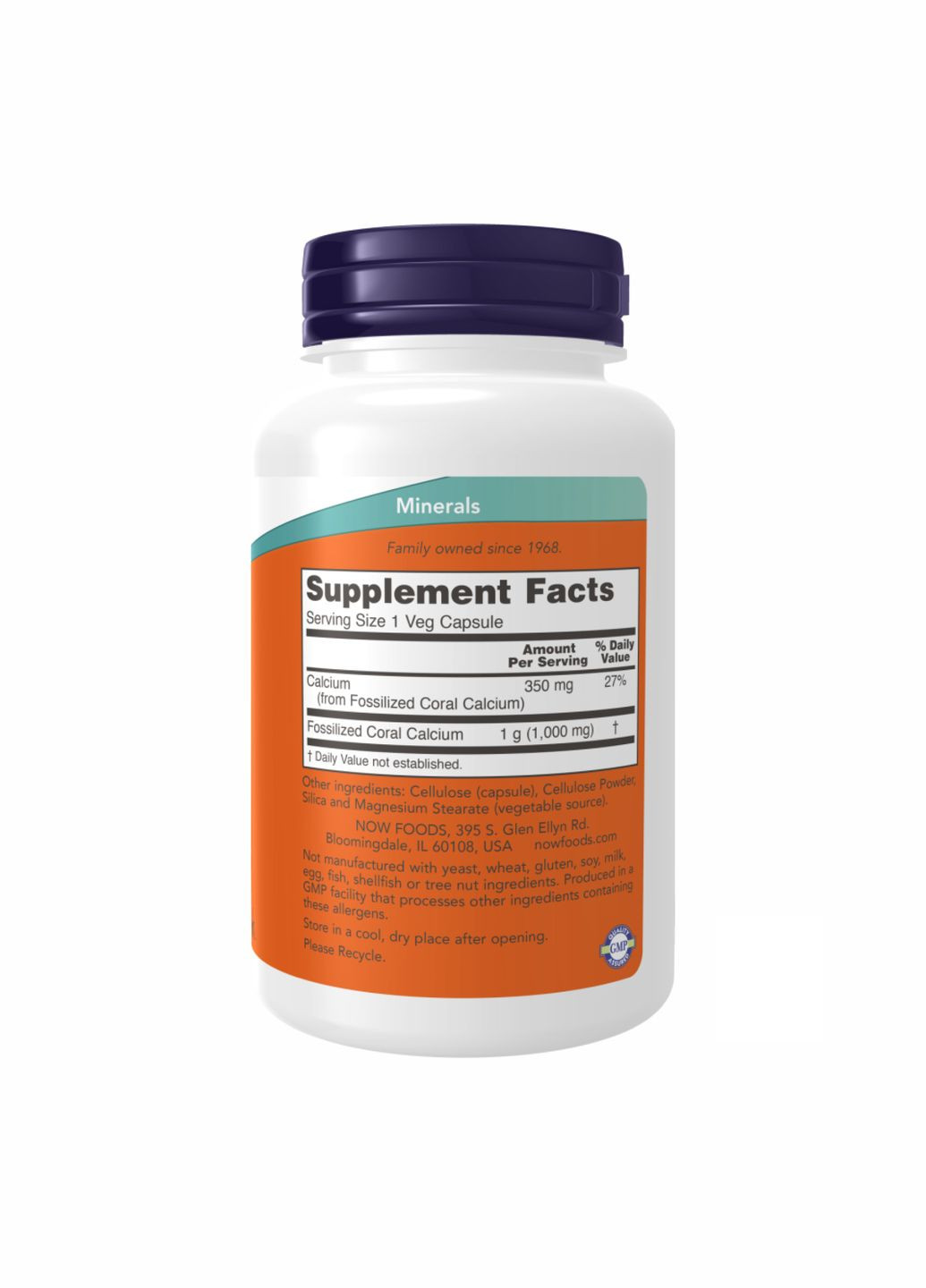 Кальций Coral Calcium 1000mg для здоровья костей 100 капсул без ГМО Now Foods (367957683)