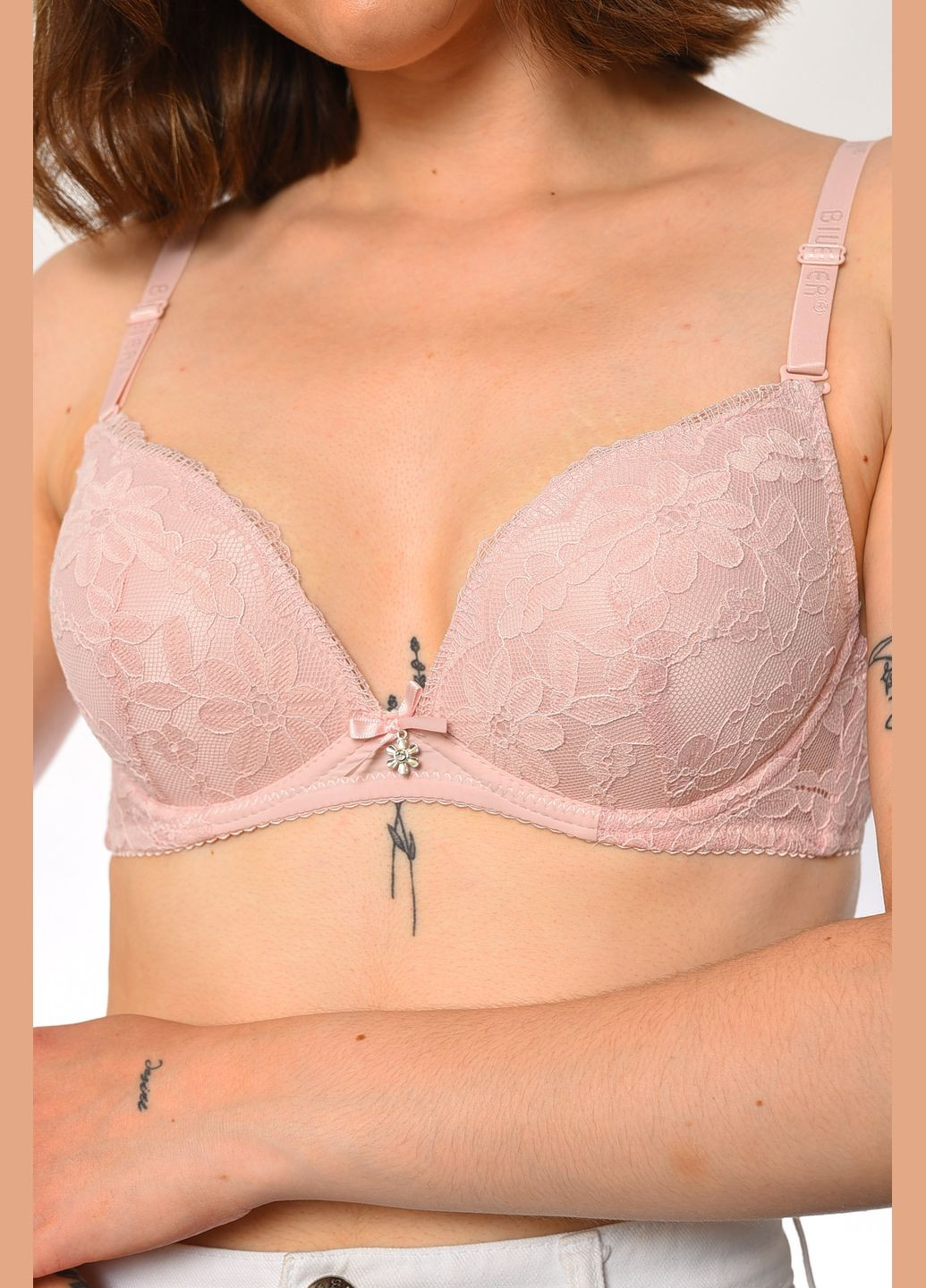 Рожевий бюстгальтер жіночий рожевого кольору чашка с Let's Shop поліамід