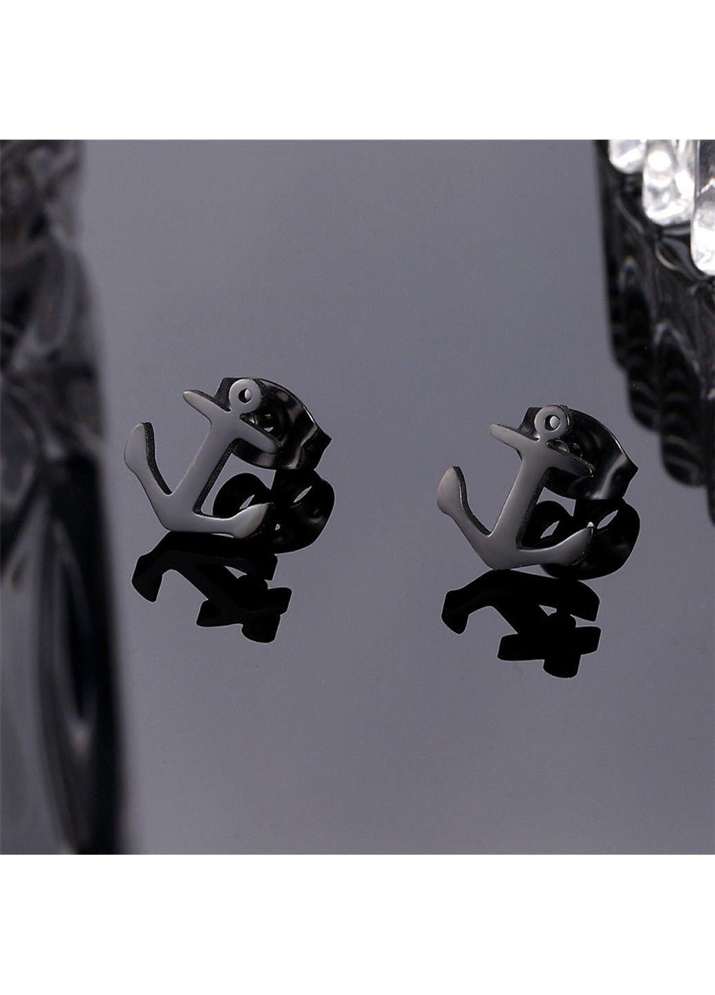 Сережки якір з нержавіючої медичної сталі з емаллю ES-186 No Brand (299330645)