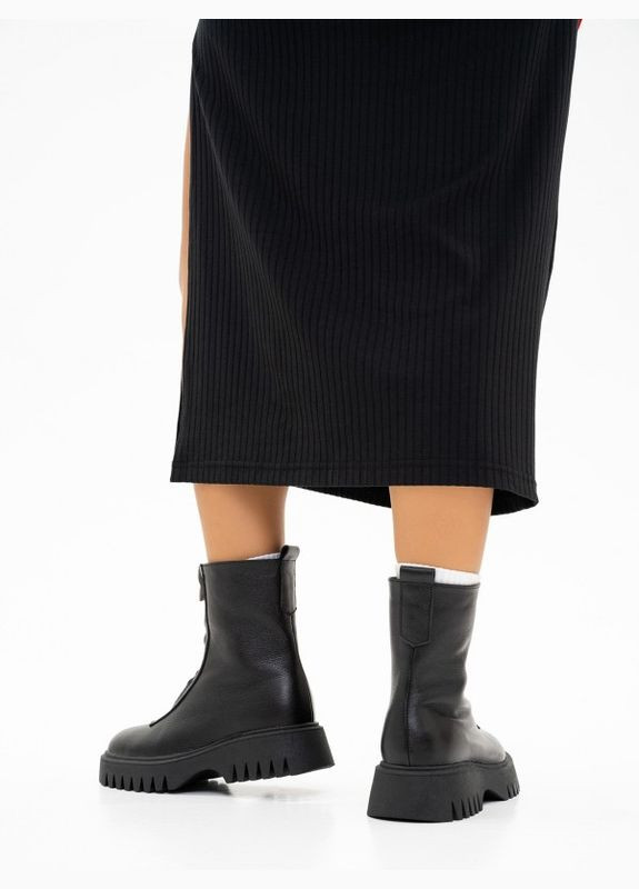 Осенние высокие черные ботинки с передней молнией ISSA PLUS