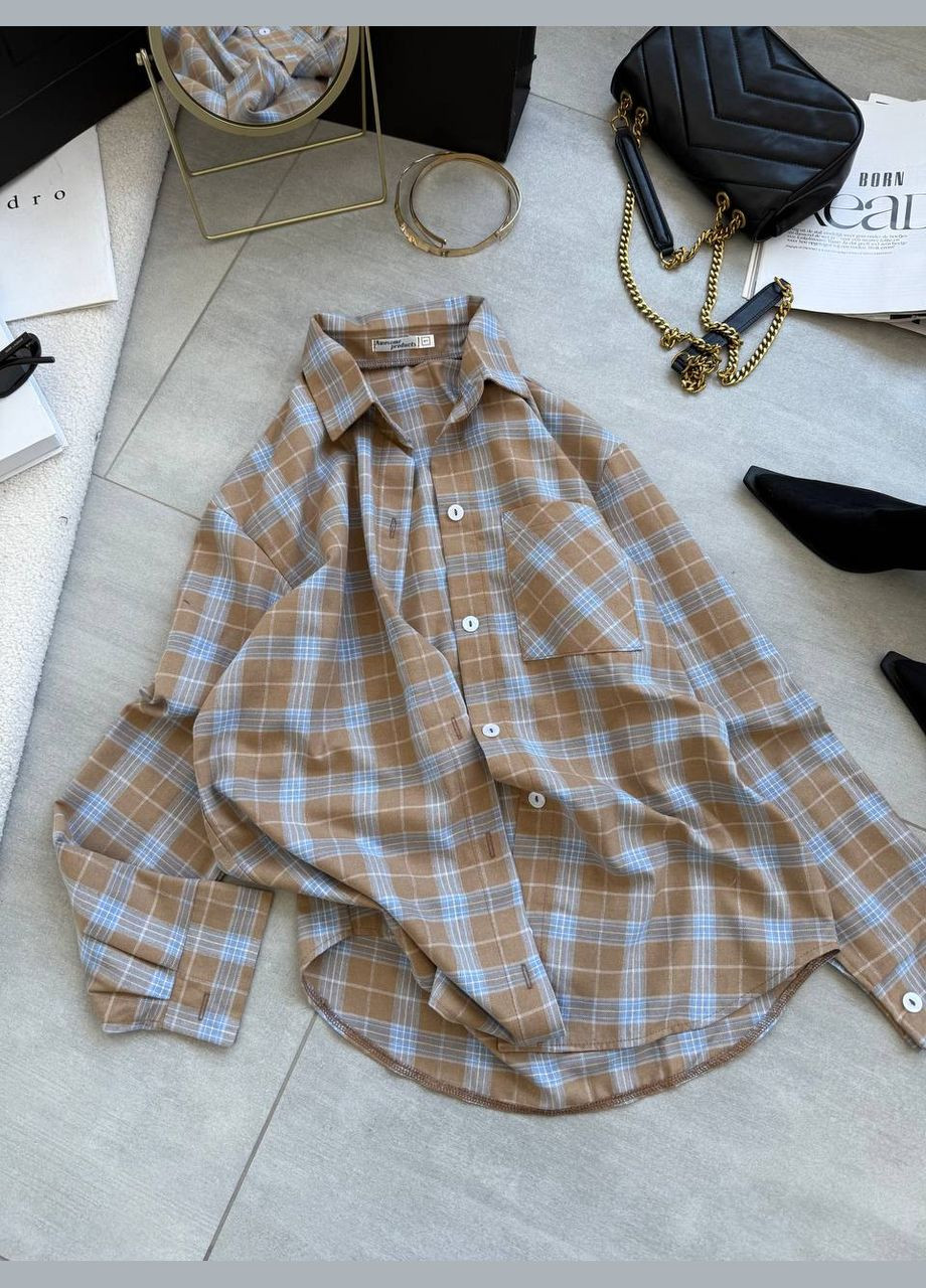 Бежевая кэжуал рубашка в клетку Adelante с длинным рукавом