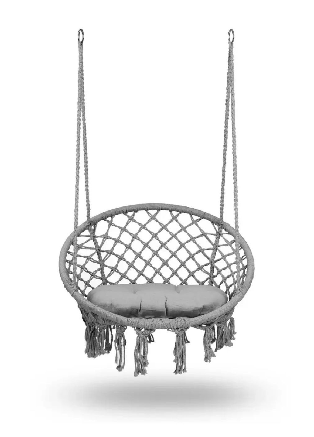 Садовое кресло качалка качеля подвесное плетеное с подушкой спинкой максимальная нагрузка 150 кг (476636-Prob) Серое Unbranded (285778337)