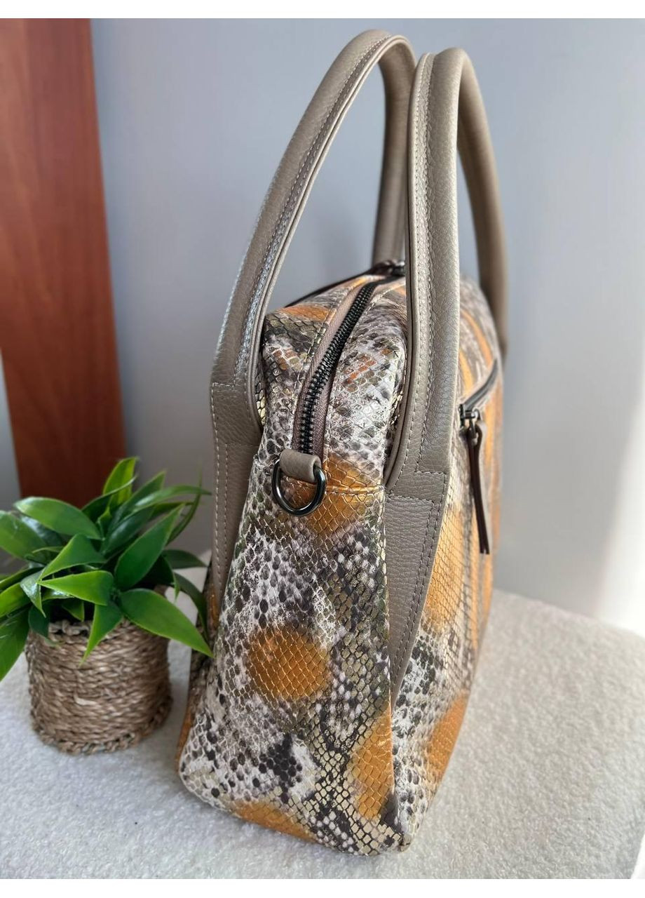 Сумка жіноча натуральна шкіра беж, лазерна обробка рептилія, стильний дизайн (463) Desisan (370784587)